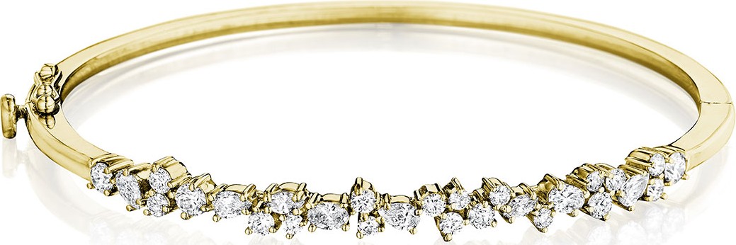 Penny Preville 18k Diamond Cluster Hinged Bangle