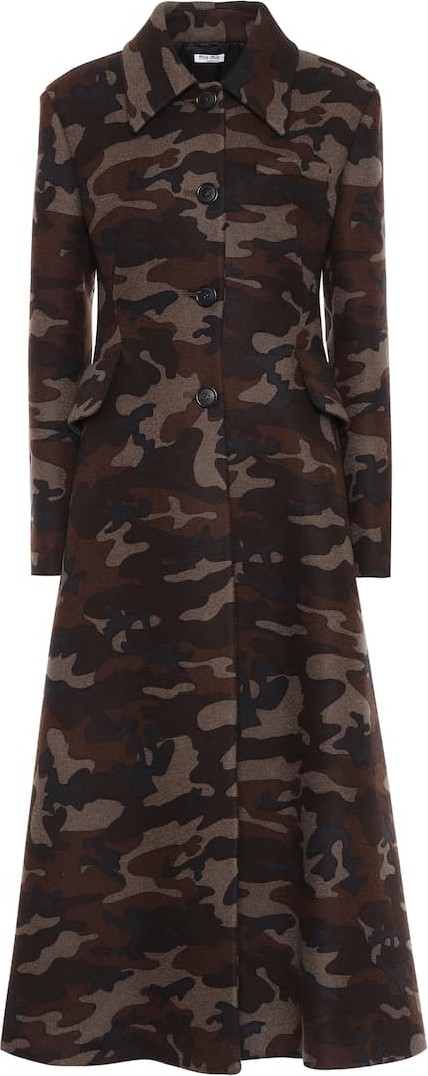 Miu Miu Camo-print wool-blend coat