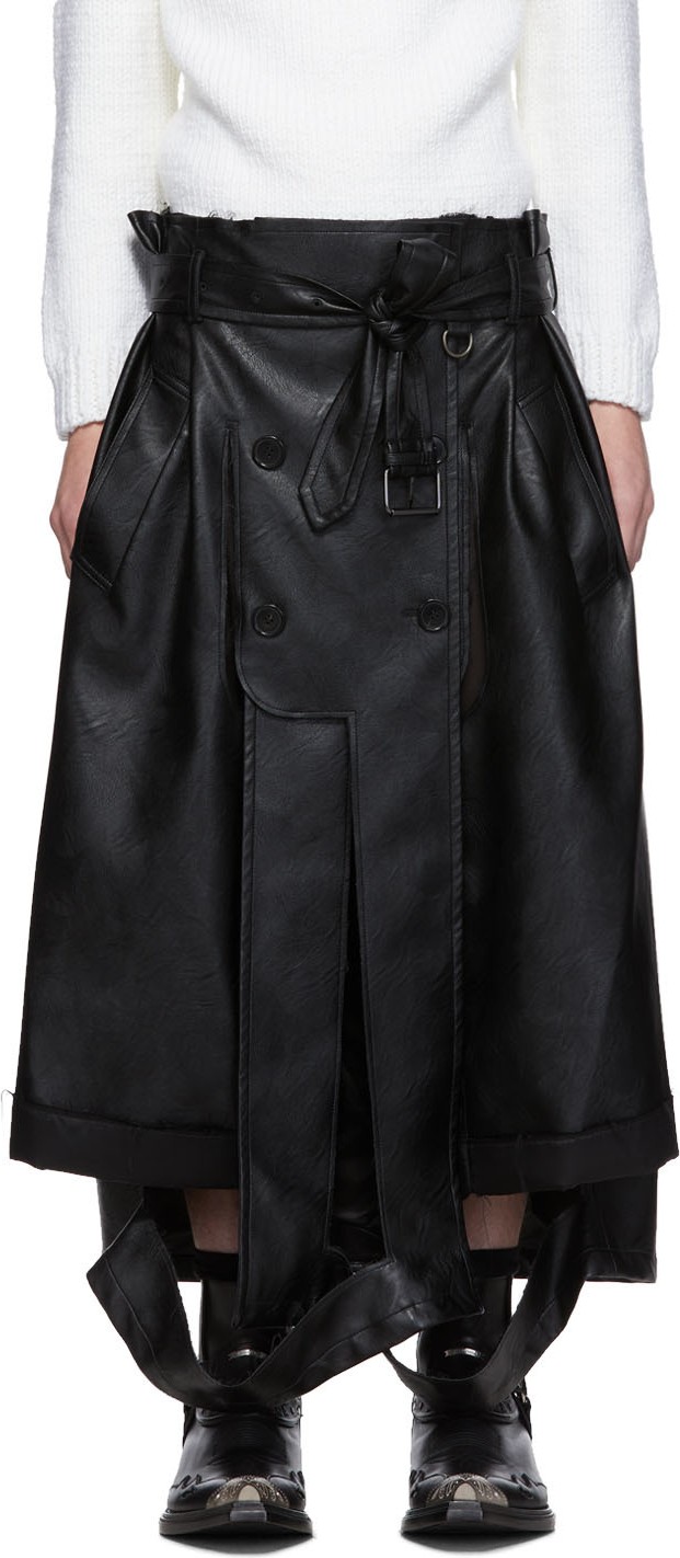 Maison Margiela Black Faux-Leather Trousers