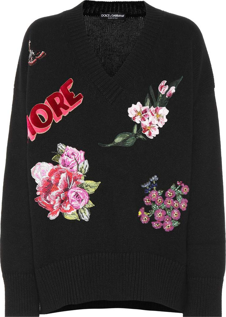 Dolce & Gabbana Appliquéd cashmere sweater
