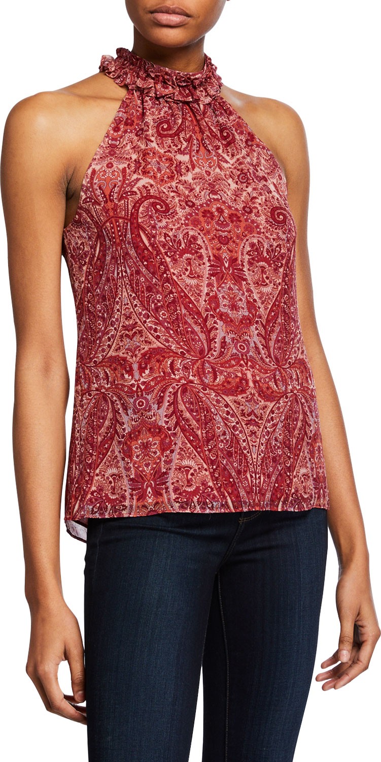 Ramy Brook Loretta Ruffle Halter-Neck Top