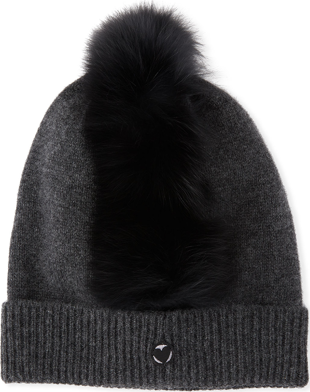Charlotte Simone Cashmere Beanie Hat w/ Fur Mohawk