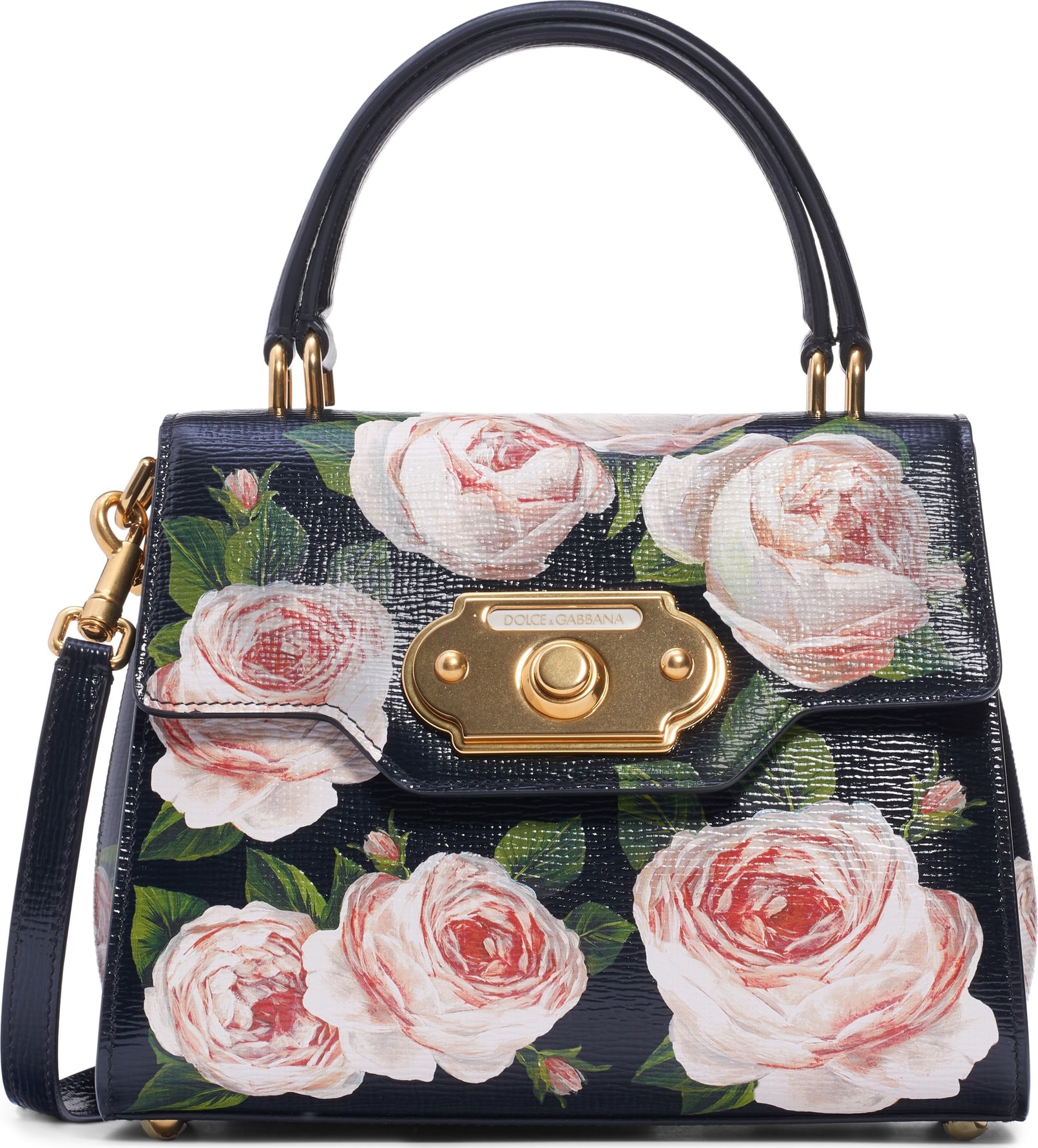 Dolce & Gabbana Mini Welcome Floral Print Leather Satchel