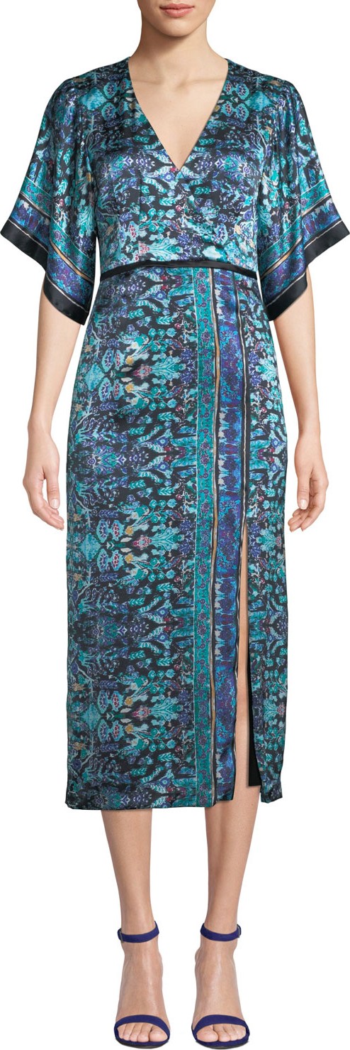 Nanette Lepore Jokers Short-Sleeve Printed Midi Dress