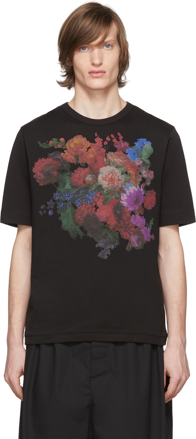 Dries Van Noten Black Floral Hobir T-Shirt
