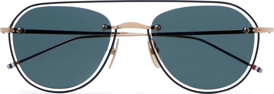 Thom Browne Round-Frame Gold-Tone and Enamel Sunglasses