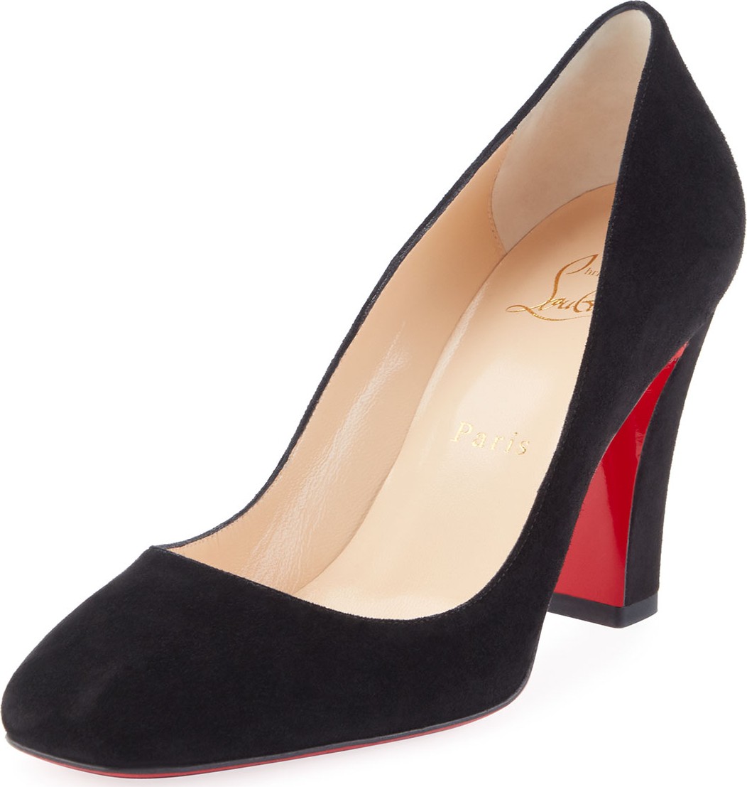 Christian Louboutin Viva Suede 85mm Red Sole Pumps, Black