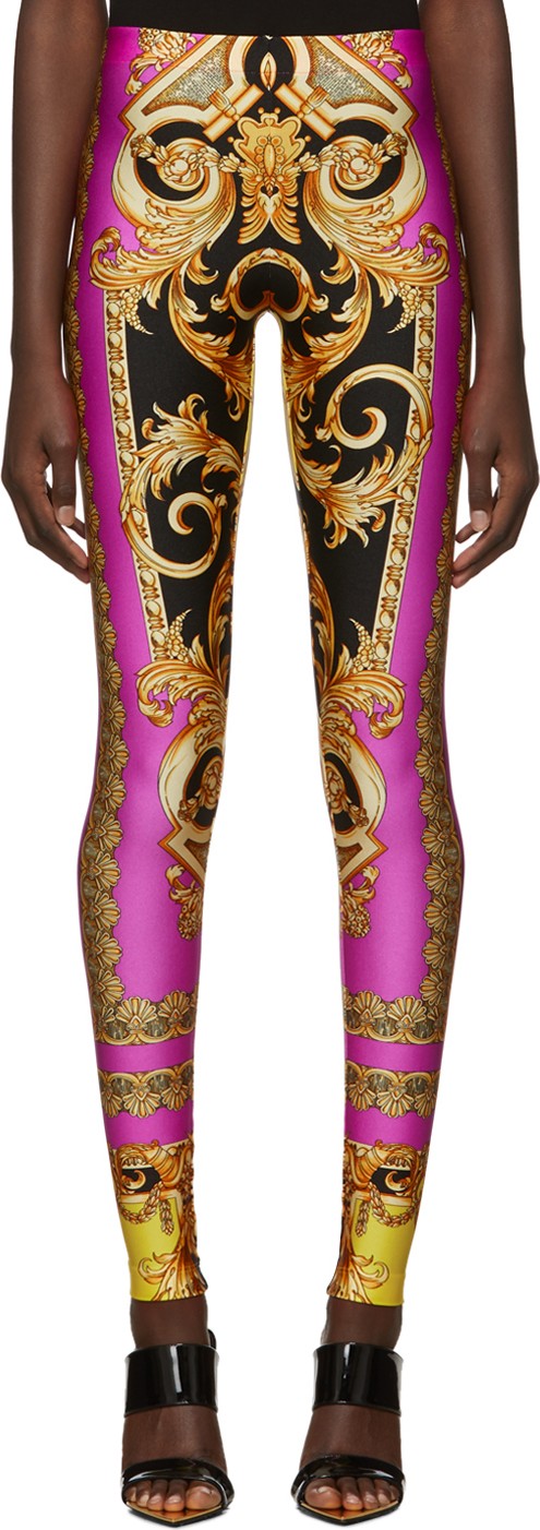 Versace Pink Baroque Leggings