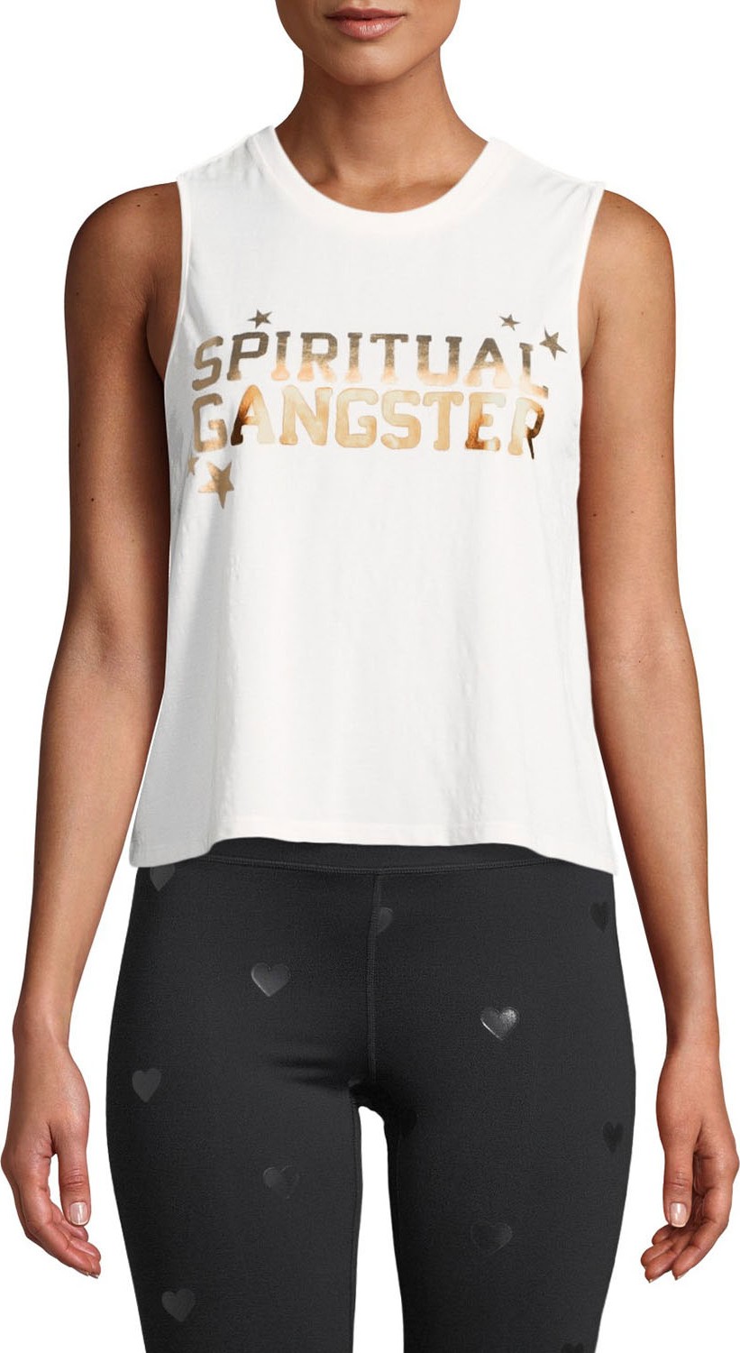 Spiritual Gangster Star-Logo Crewneck Sleeveless Active Crop Tank