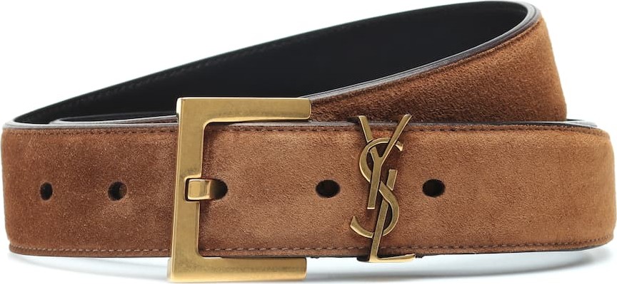 Saint Laurent Monogram suede belt
