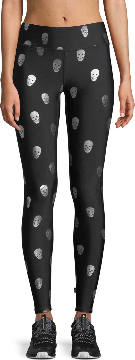 Terez Starry Eyed Skull Foil Tall Band Leggings