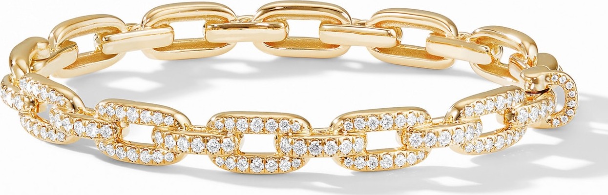 David Yurman Stax 18K Yellow Gold Chain Link Bracelet with Diamonds