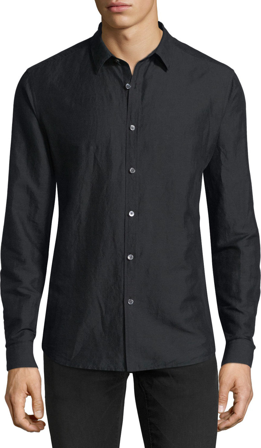 Theory Linen-Blend Long-Sleeve Sport Shirt