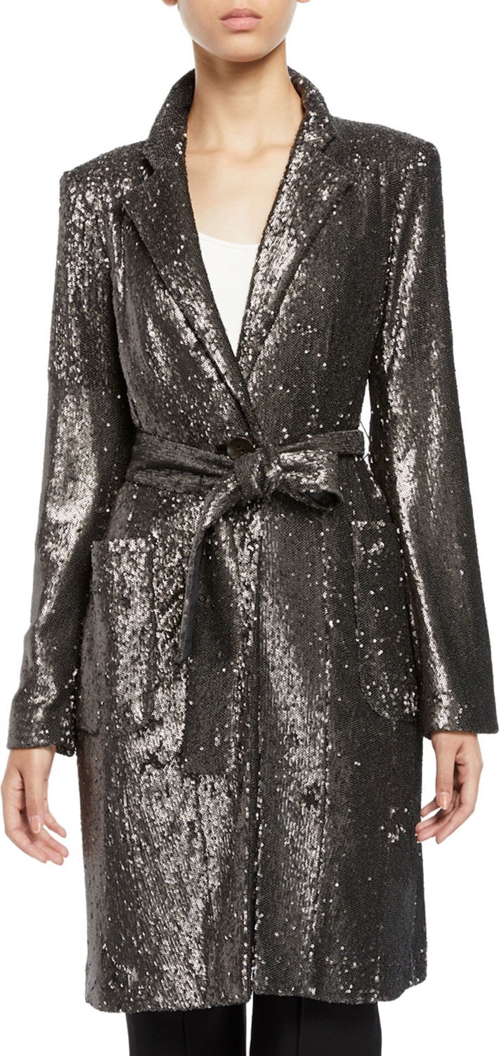 Nanette Lepore Sultana Sequin Self-Tie Coat