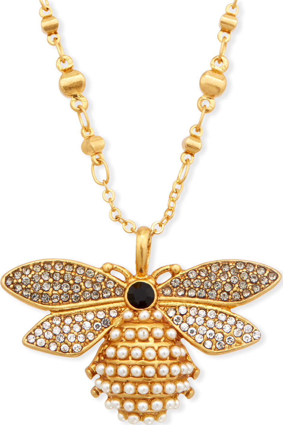 Sequin Pearly Bee Pendant Necklace