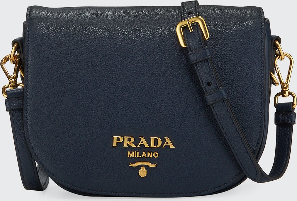 Prada Daino Saddle Bag w/ Removable Web & Leather Straps
