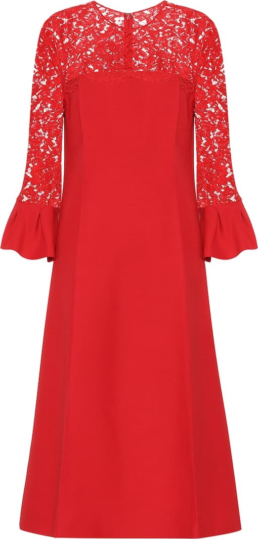 Valentino Lace-trimmed wool and silk dress