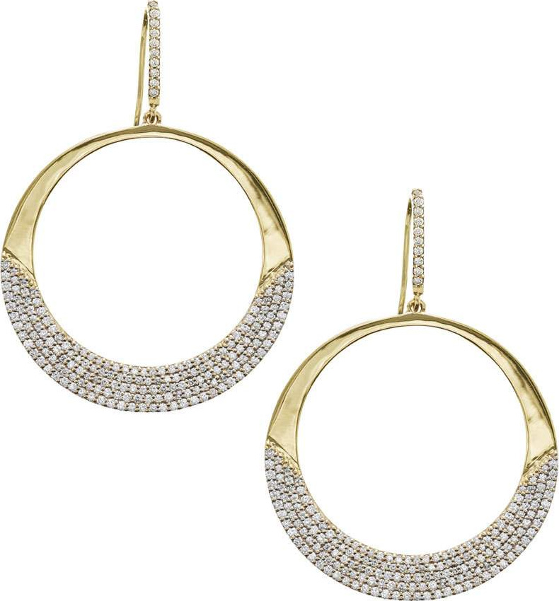 Lana 14k Flawless Small Diamond Crescent Hoop Earrings