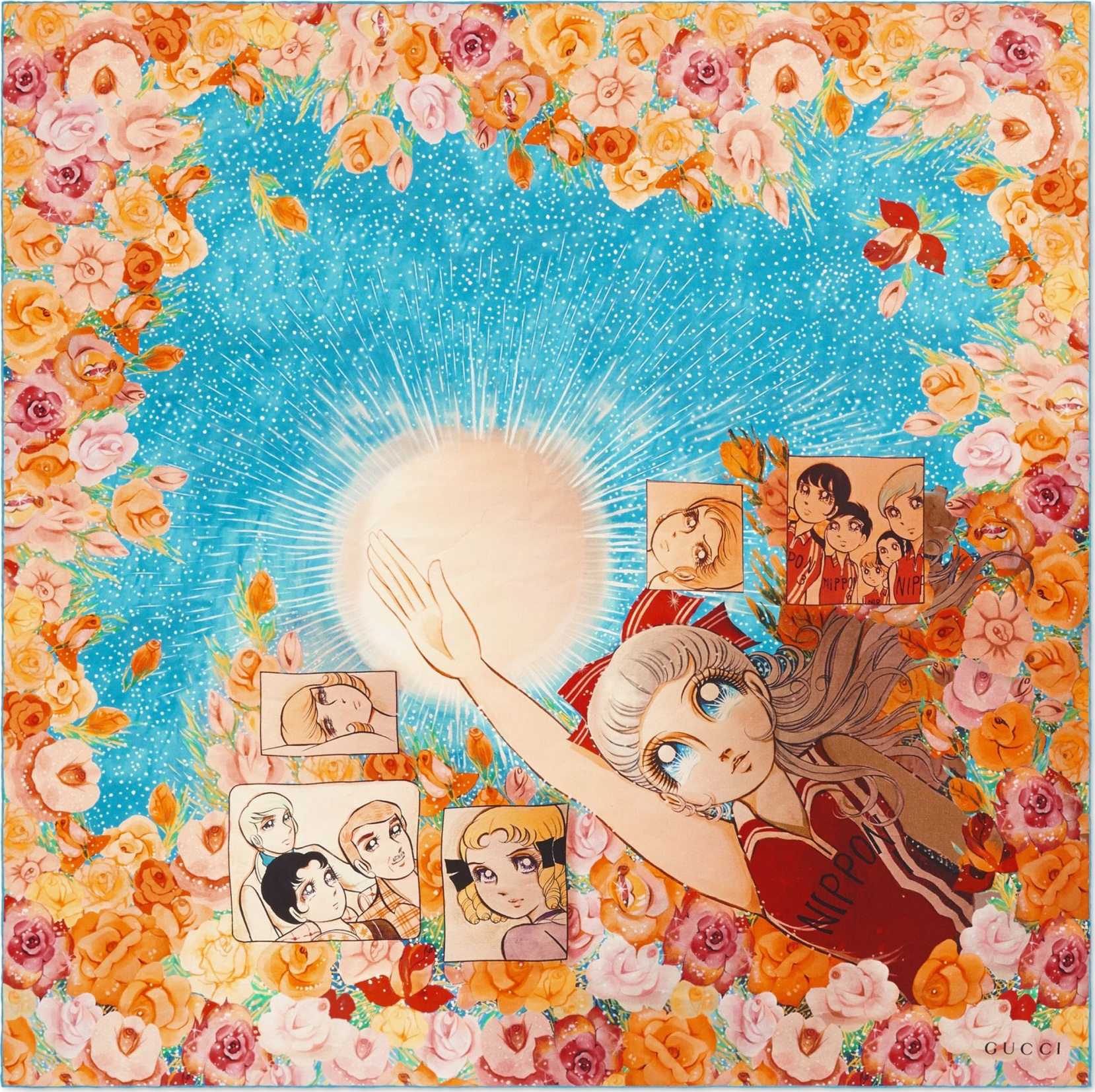 Gucci Manga Soul Square Silk Scarf