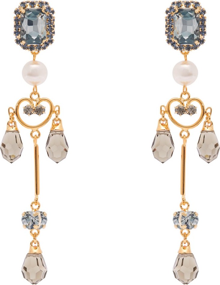 Erdem Crystal-embellished and pearl-drop lace earrings