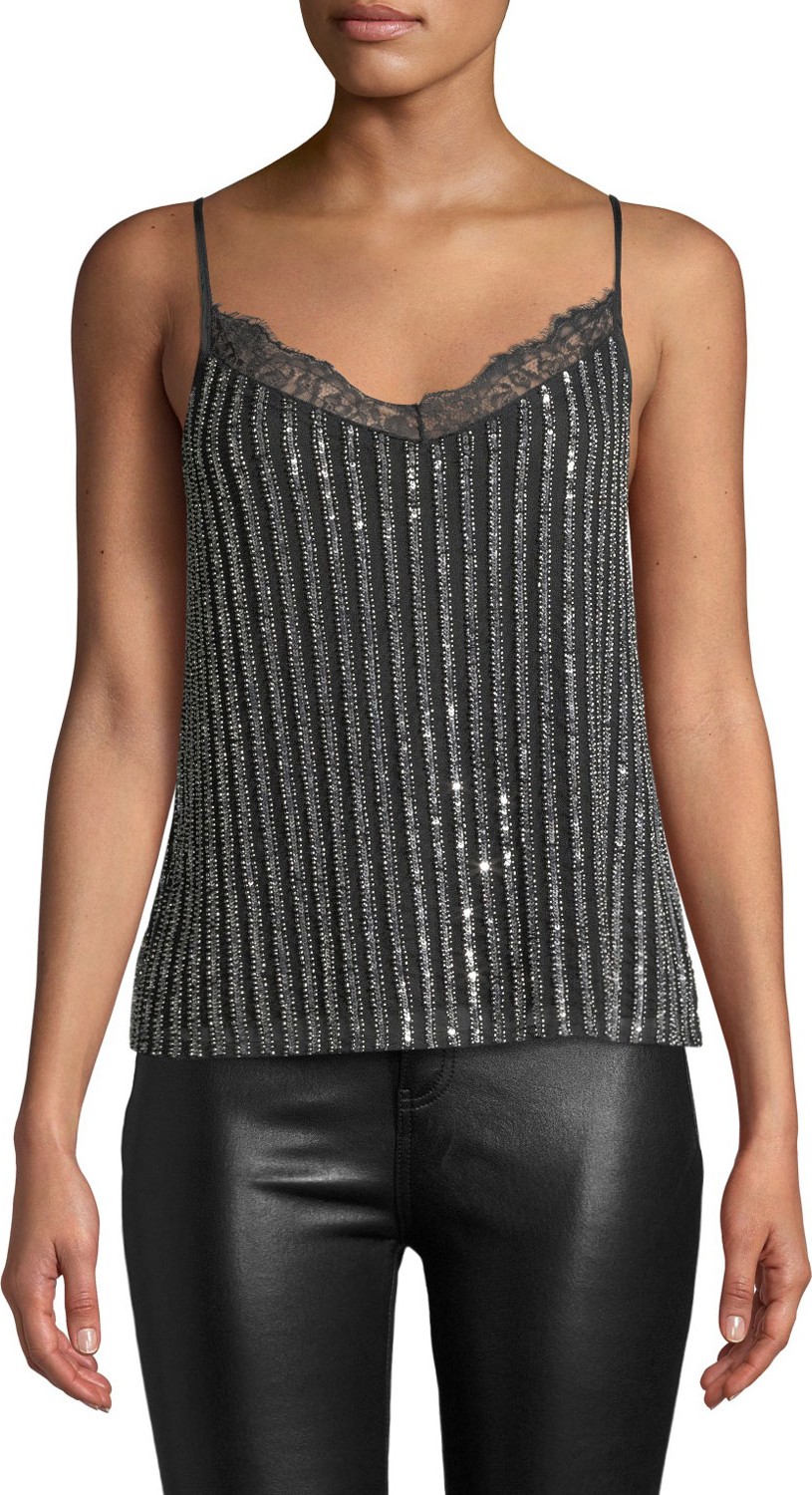 CAMI NYC Lennox Embellished V-Neck Cami with Lace