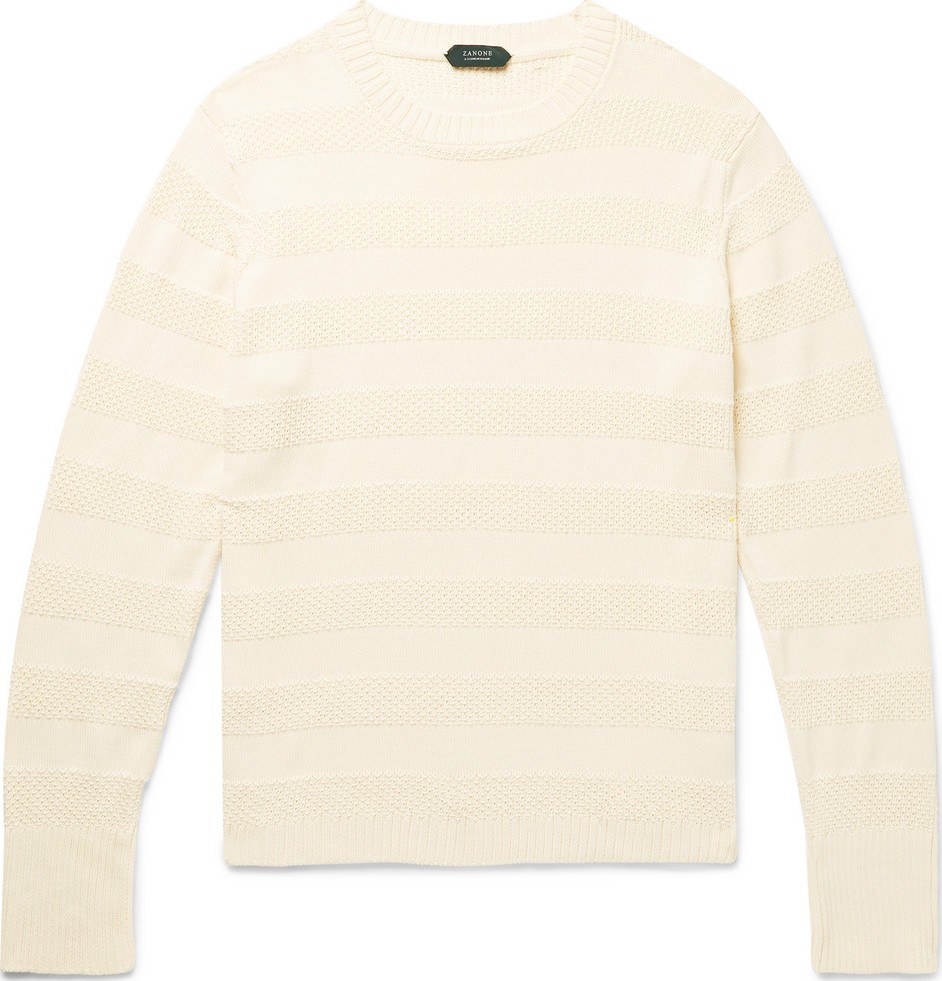 Incotex Striped Textured-Cotton Sweater