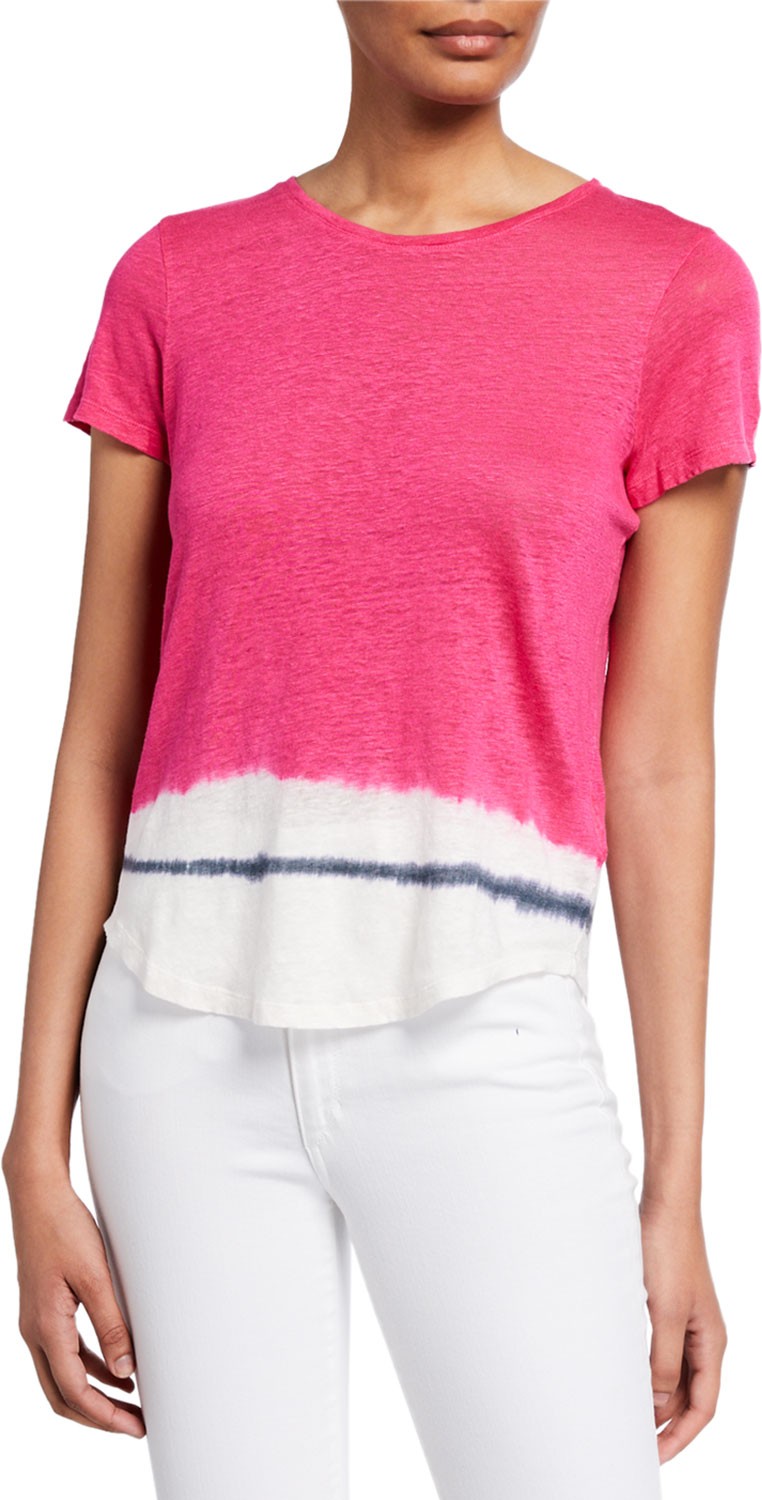 Majestic Tie-Dye Crewneck Short-Sleeve Linen Tee