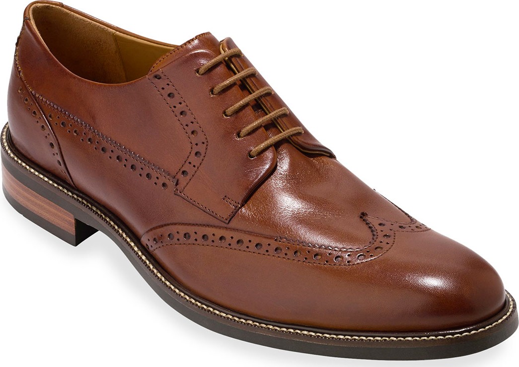 Cole Haan Warren Leather Wing-Tip Oxford, British Tan