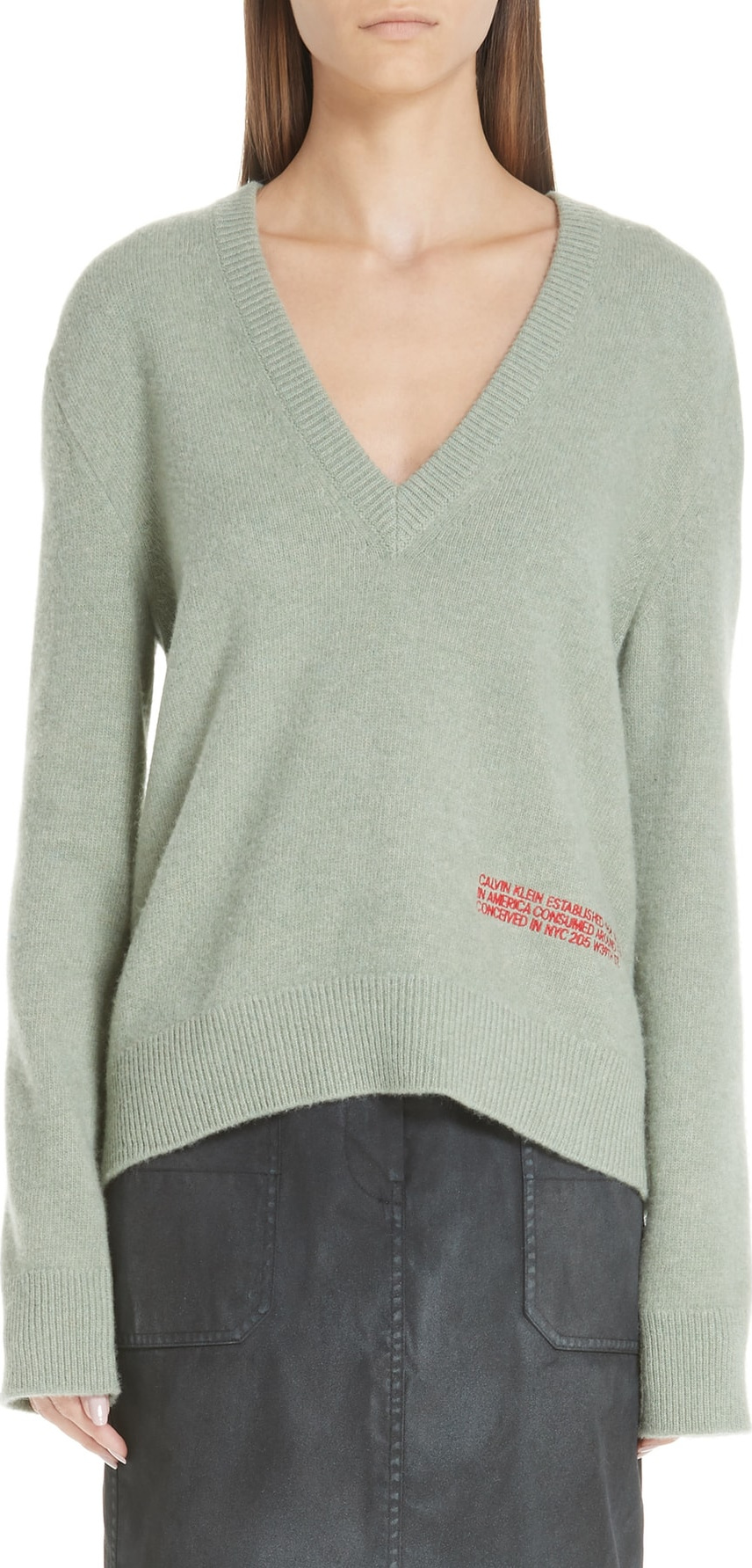 Calvin Klein 205W39NYC Logo Embroidered Wool & Cotton Sweater