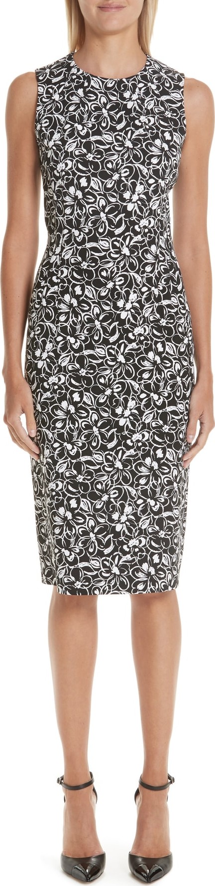Michael Kors Painterly Floral Stretch Cady Sheath Dress Michael Kors Painterly Floral Stretch Cady Sheath Dress