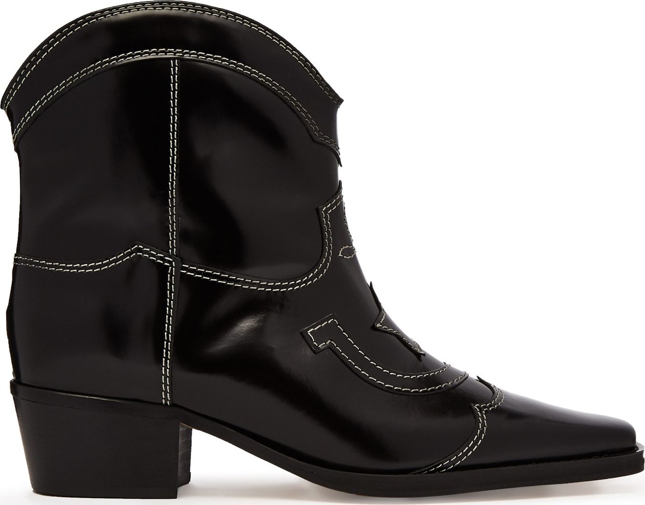 Ganni Meg leather cowboy boots