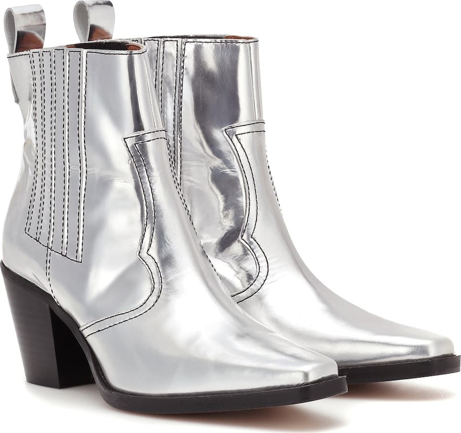 Ganni Western leather ankle boots