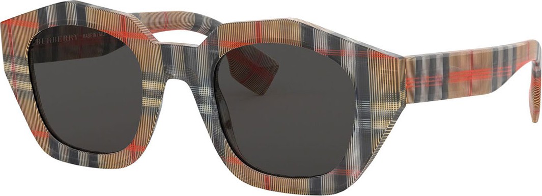 Burberry London England Check Print Acetate Square Sunglasses