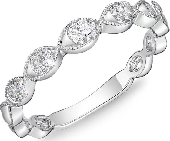 Memoire Stack 'Em Up Marquis Band Ring with Diamonds