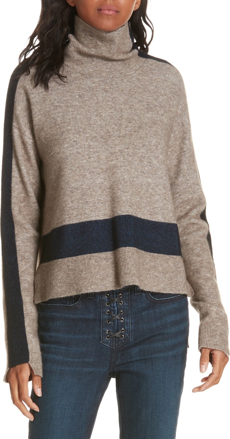 Veronica Beard Denisa Stripe Wool & Yak Down Blend Sweater