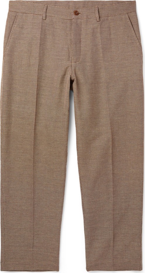 YMC Cropped Checked Cotton-Blend Trousers