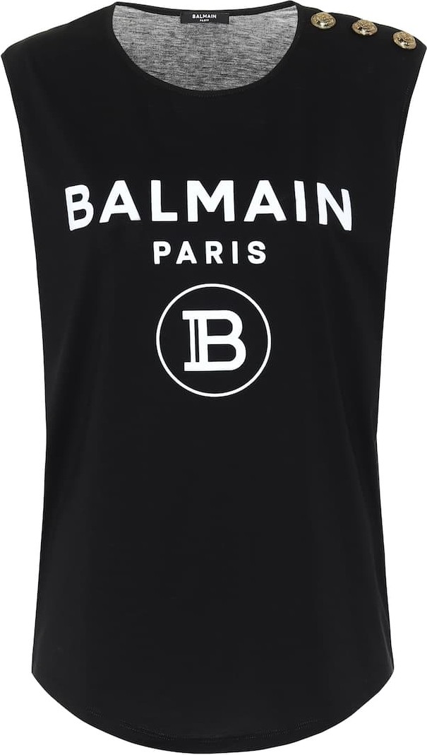 Balmain Logo cotton tank top