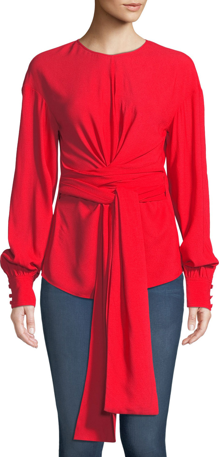 DIANE von FURSTENBERG Long-Sleeve Crepe Wrap Blouse