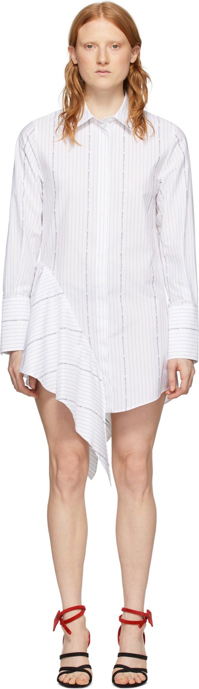 Off White White Popeline Asymmetrical Dress