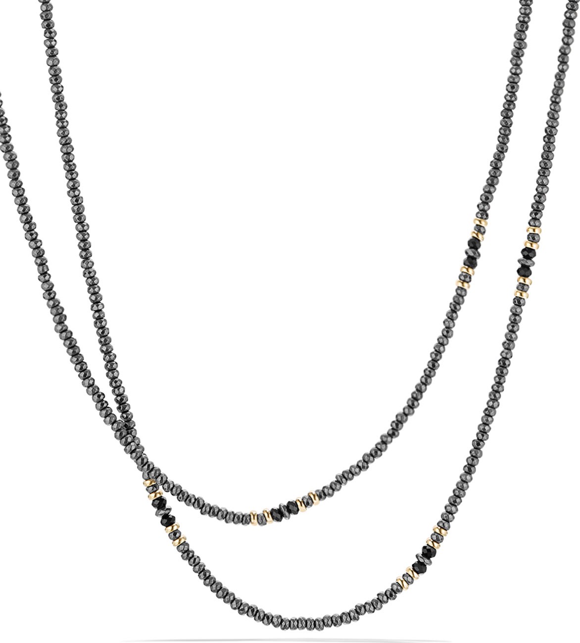 David Yurman Cable Berries Tweejoux Faceted Hematine & Black Onyx Necklace, 36"L