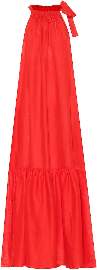 Asceno Ibiza linen halterneck maxi dress