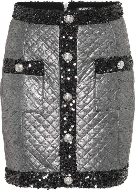 Balmain Metallic quilted miniskirt