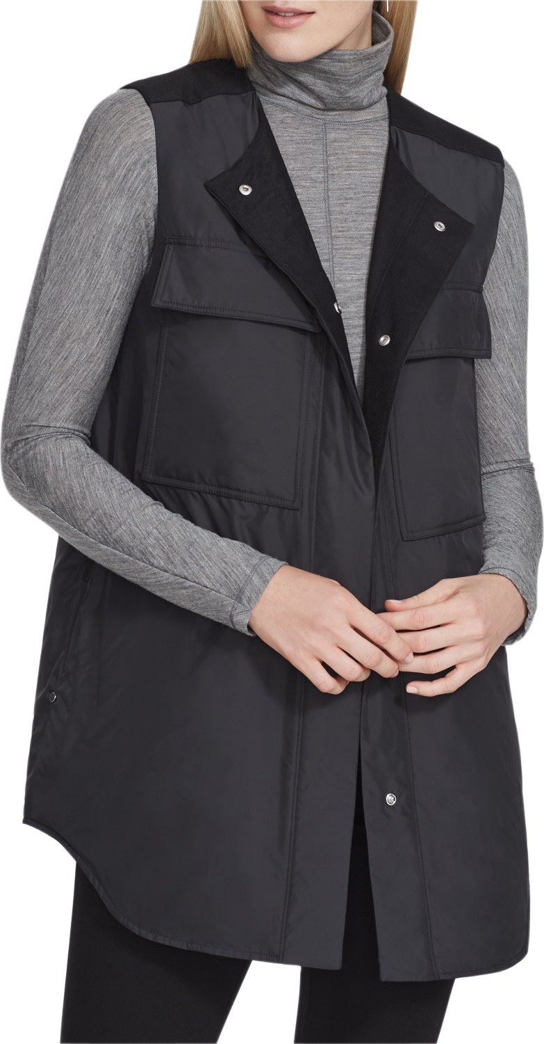Lafayette 148 New York Willis Alpine Outerwear Vest with Knit Combo