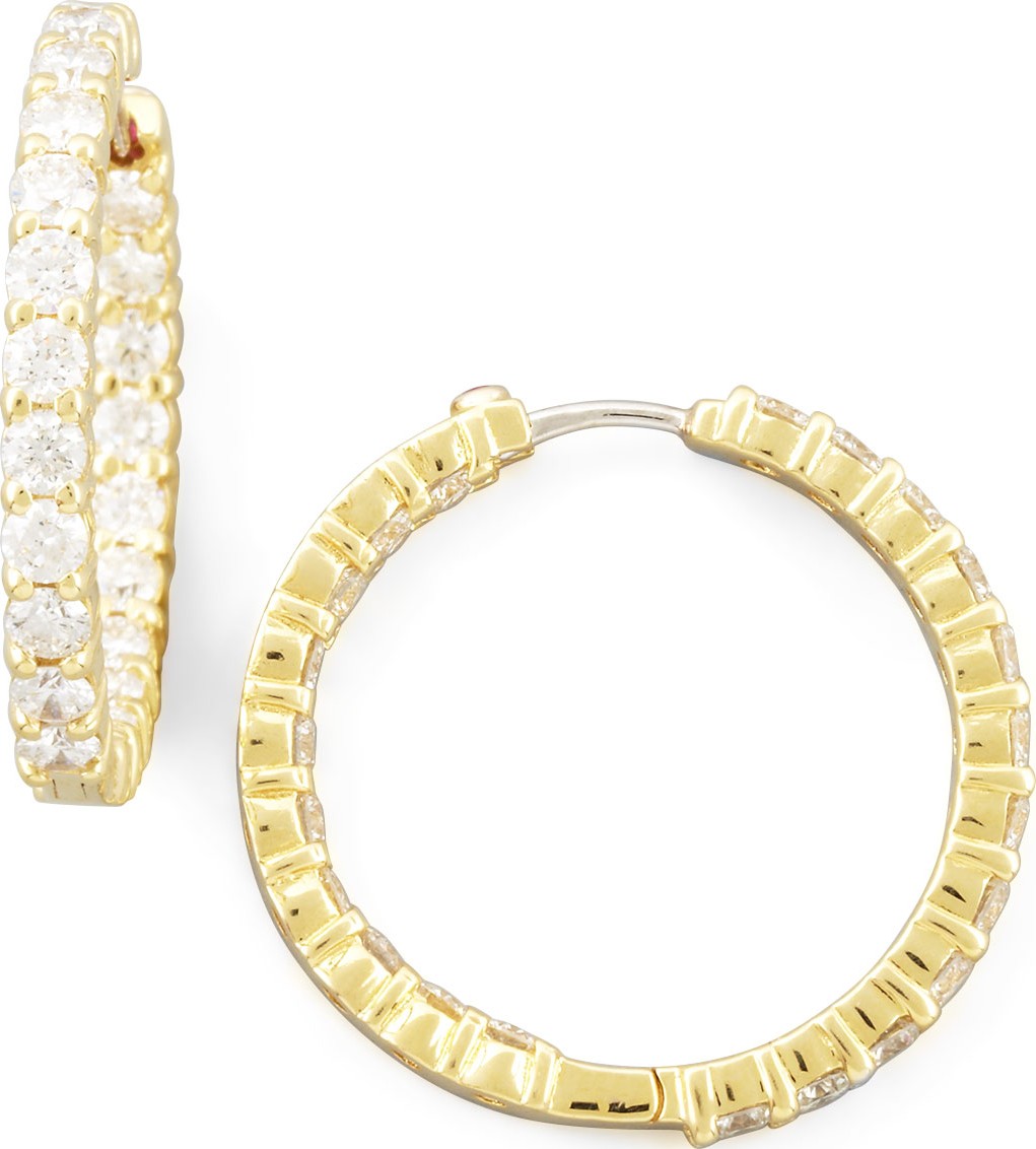 Roberto Coin 35mm Yellow Gold Diamond Hoop Earrings, 3.43ct