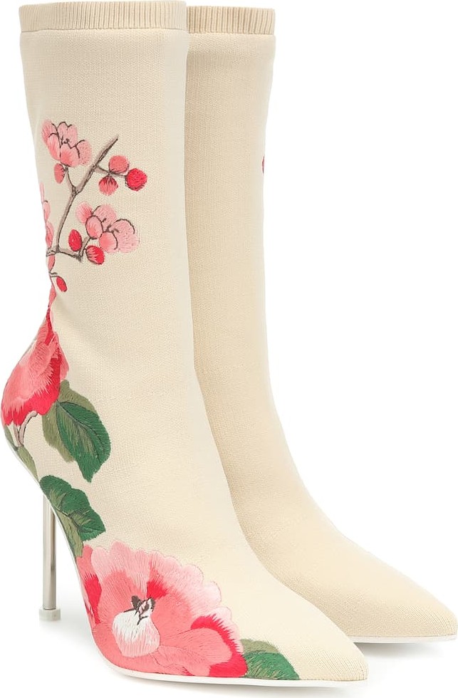 Alexander McQueen Printed stretch-knit ankle boots
