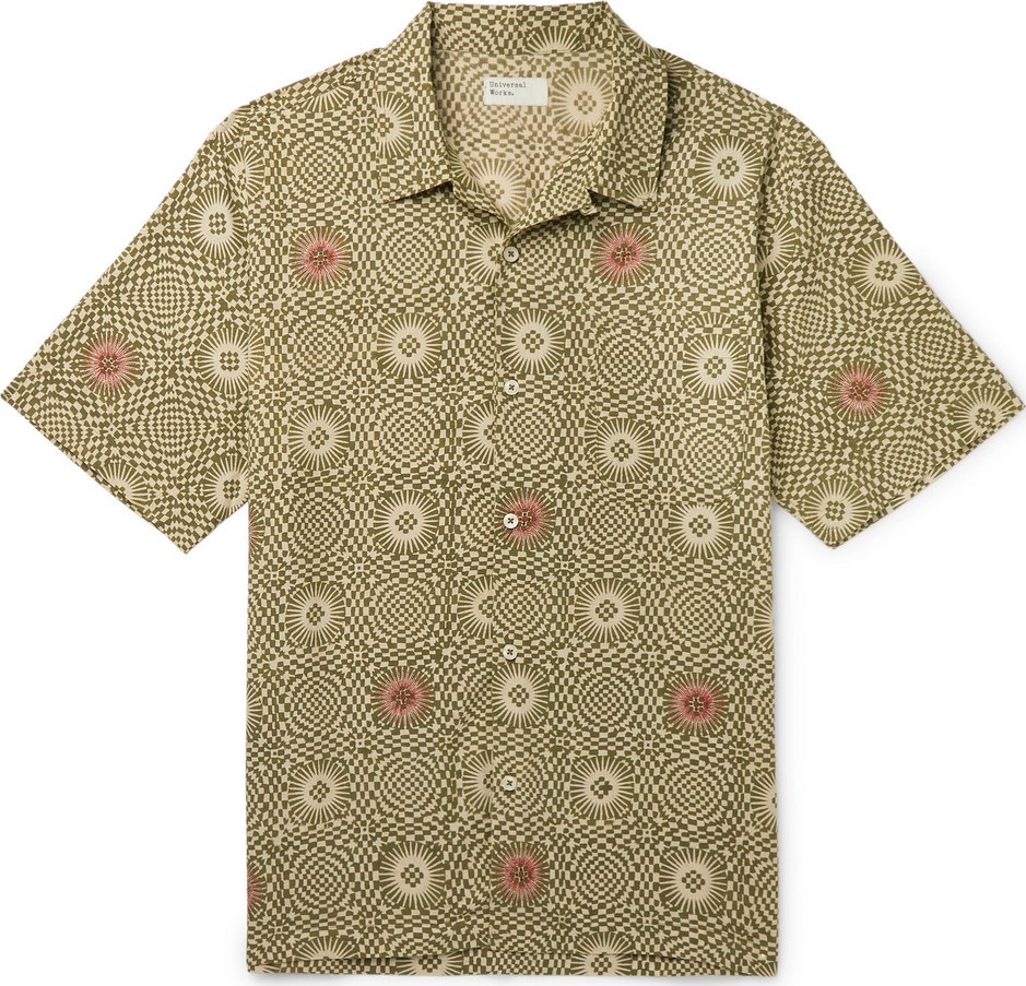 Universal Works Camp-Collar Printed Cotton-Poplin Shirt