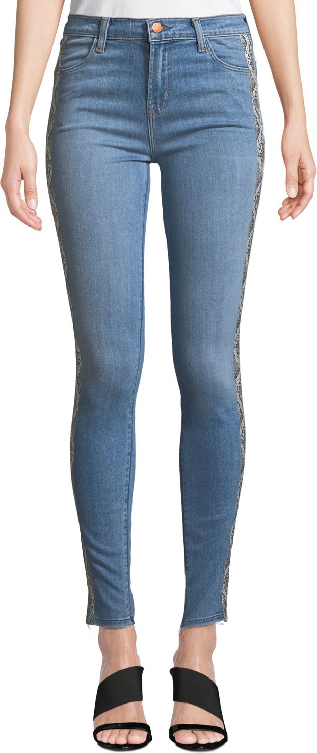 J BRAND Maria High-Rise Skinny Jeans with Snake-Print Panels