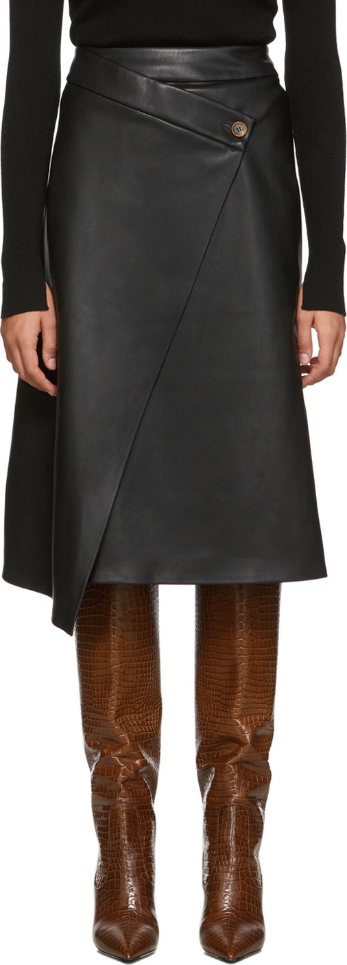 Aeron Black Nola Wrap Button Skirt
