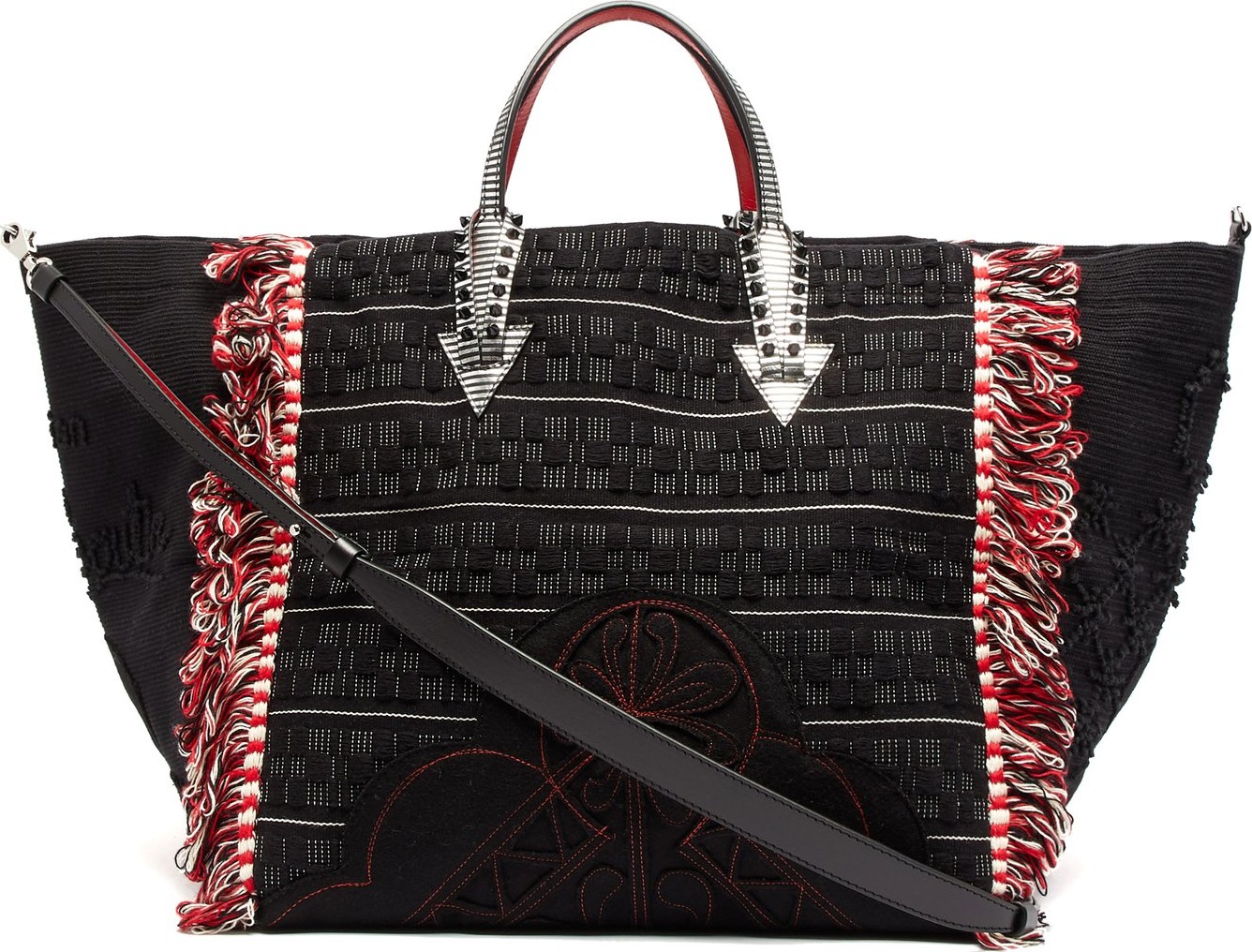 Christian Louboutin Portugalcaba woven fringed tote bag