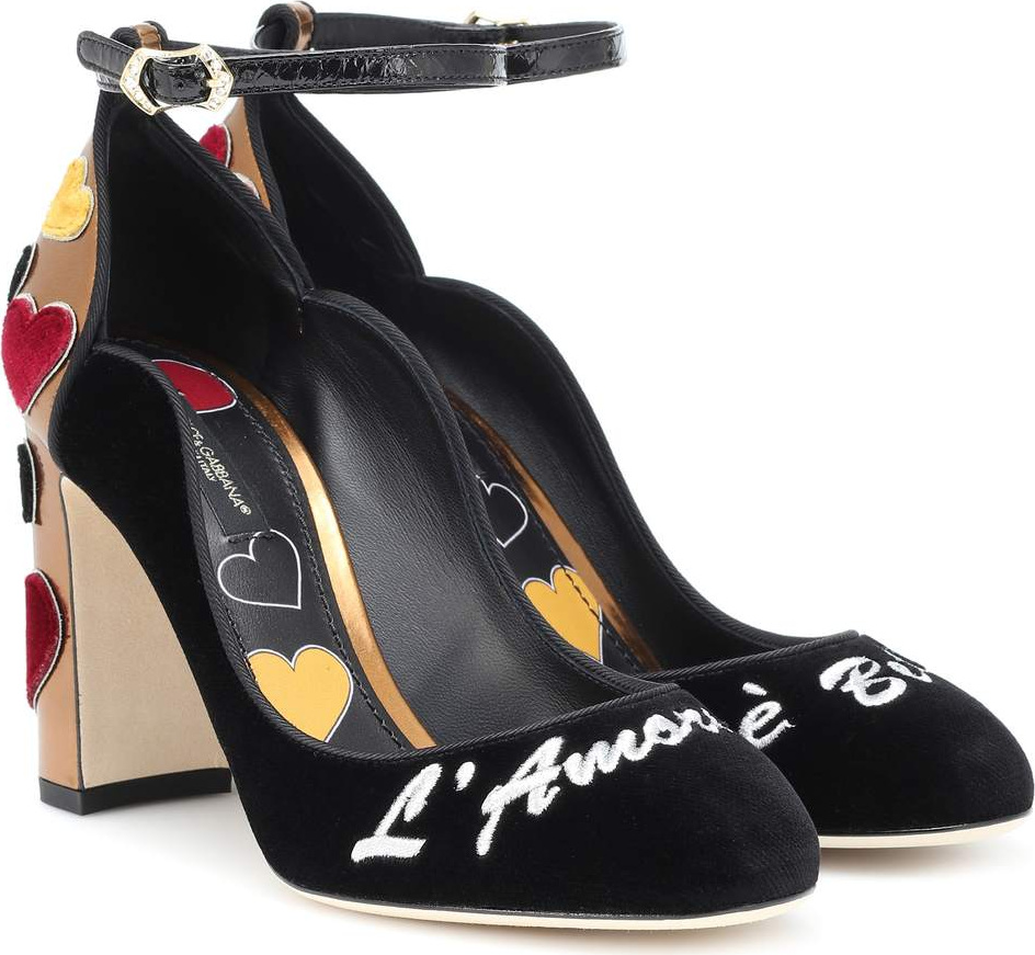 Dolce & Gabbana Vally embroidered velvet pumps